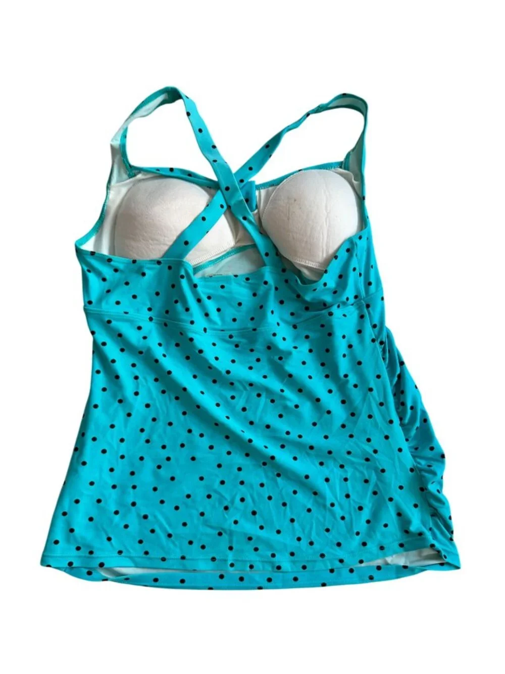 MOTHERHOOD MATERNITY Blue Polka Dot Swim Tankini Top Size Medium